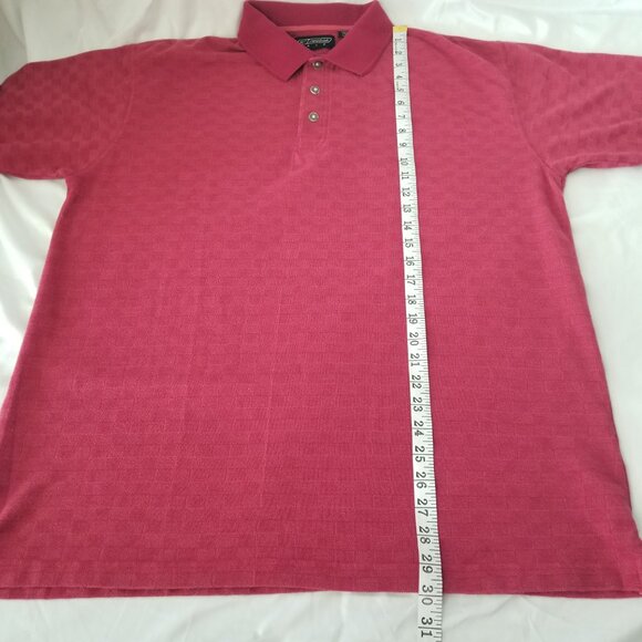 Reebok Golf Mens L Short Sleeve Polo Shirt Solid Maroon Checkered Pattern Logo - Picture 10 of 12